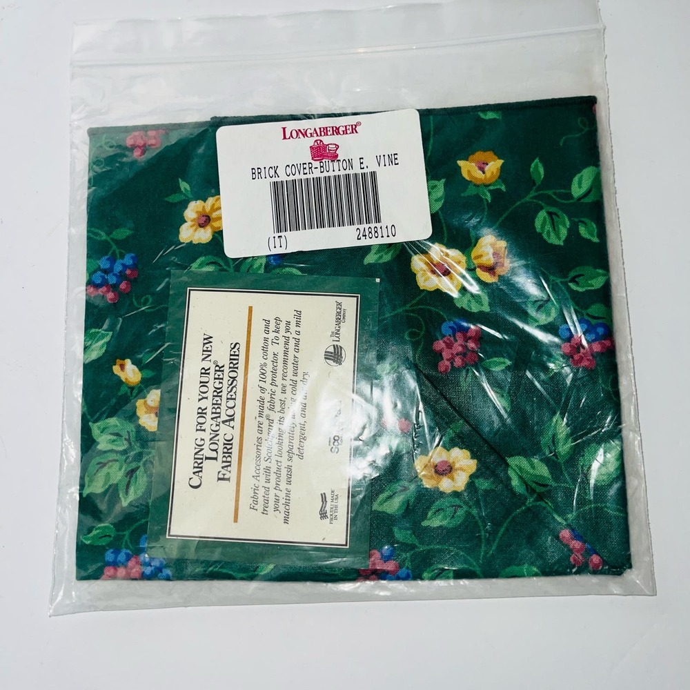 Longaberger Emerald Vine Buffet Brick Cover Made USA New Free Shipping 2498810
